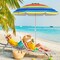 6.5 Feet Multi-Color Polyester Beach Umbrella with Silver-Coated Aluminum Frame and Adjustable Tilt
